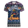 Personalized Crows Rugby Xmas Women V-Neck T-Shirt Australia AFL Mascot