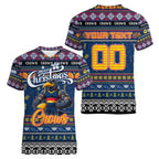Personalized Crows Rugby Xmas Women V-Neck T-Shirt Australia AFL Mascot