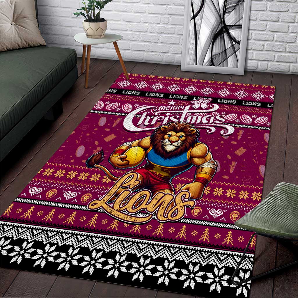 Lions Football Xmas Area Rug Australia AFL Mascot