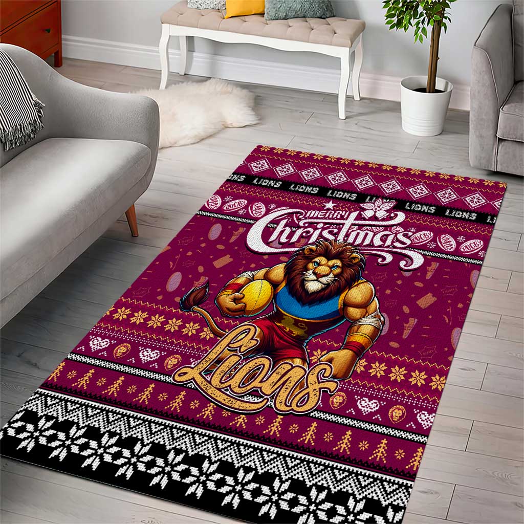 Lions Football Xmas Area Rug Australia AFL Mascot