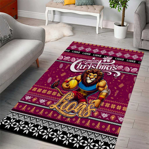 Lions Football Xmas Area Rug Australia AFL Mascot