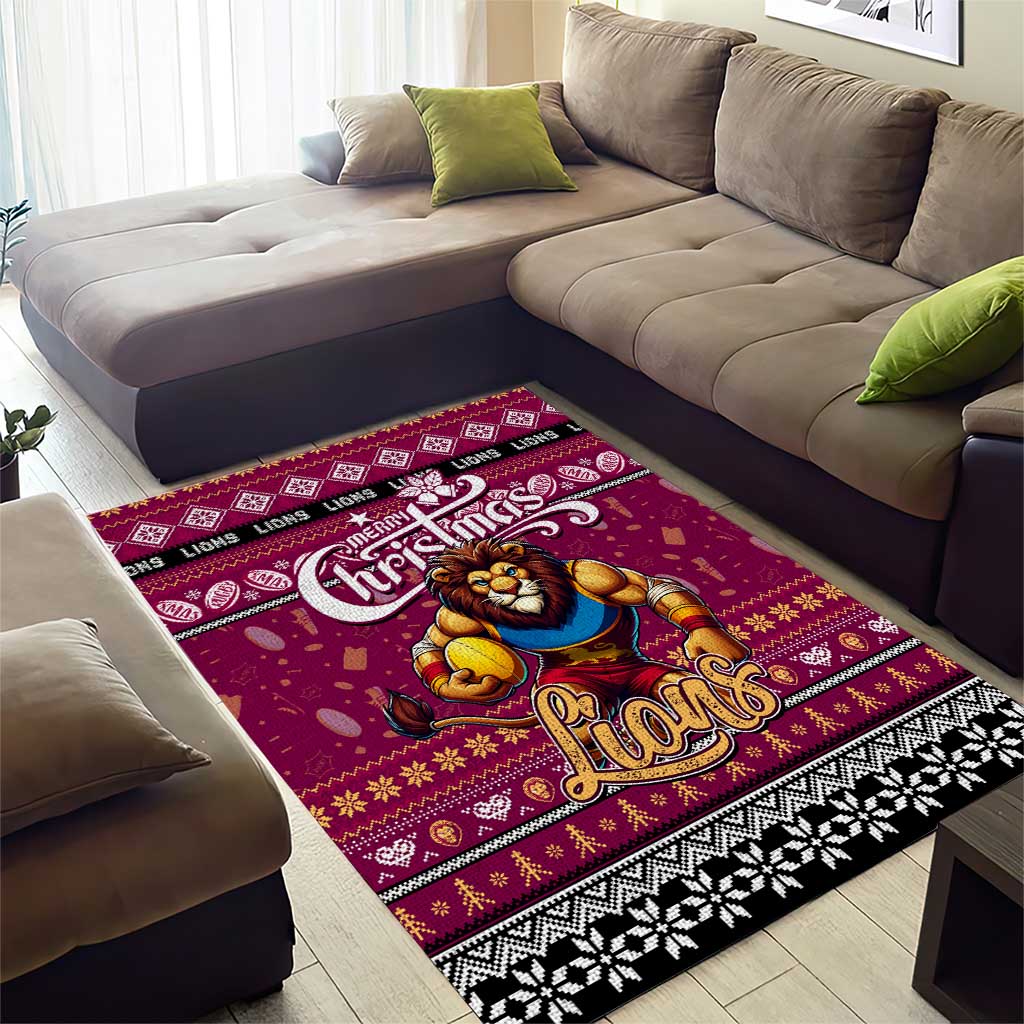 Lions Football Xmas Area Rug Australia AFL Mascot