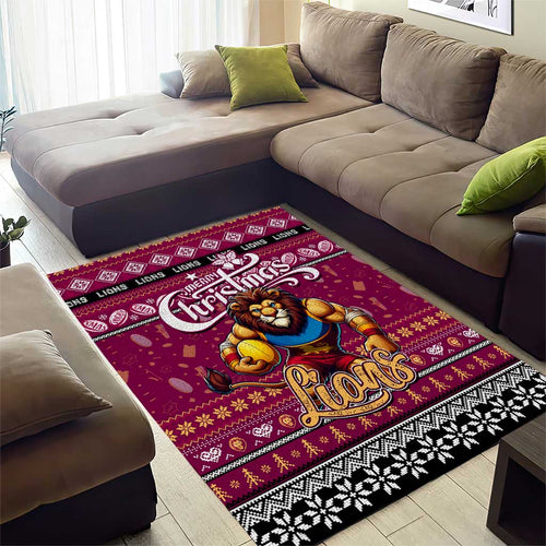 Lions Football Xmas Area Rug Australia AFL Mascot