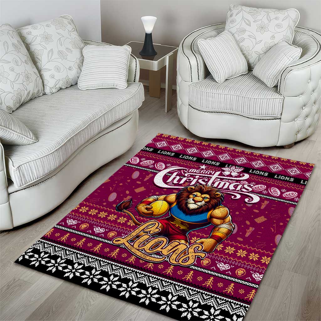 Lions Football Xmas Area Rug Australia AFL Mascot