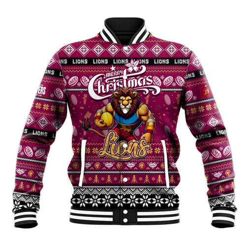 Personalized Lions Rugby Xmas Baseball Jacket Australia AFL Mascot