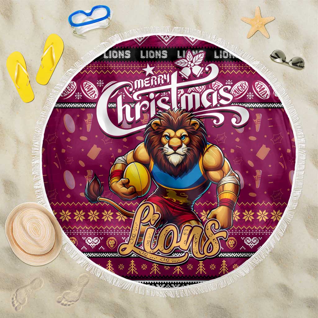 Lions Football Xmas Beach Blanket Australia AFL Mascot