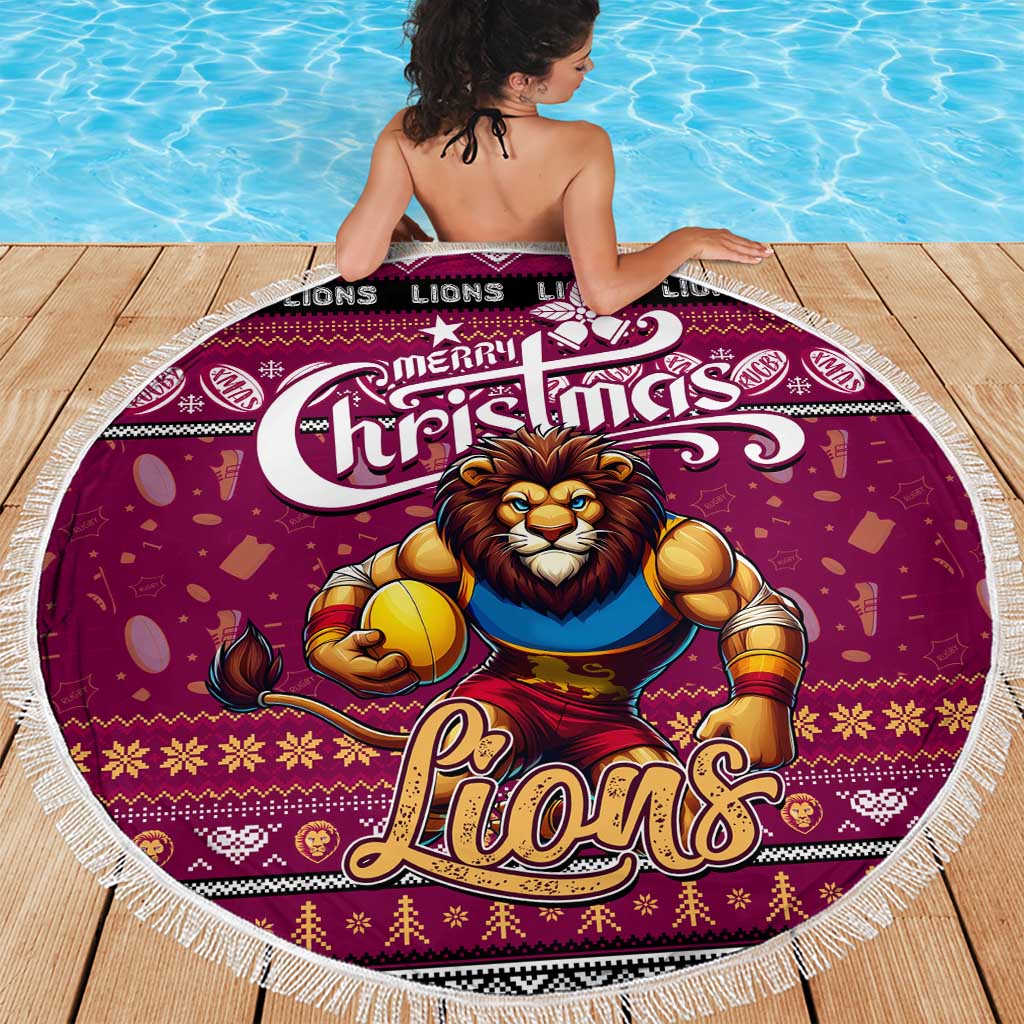 Lions Football Xmas Beach Blanket Australia AFL Mascot
