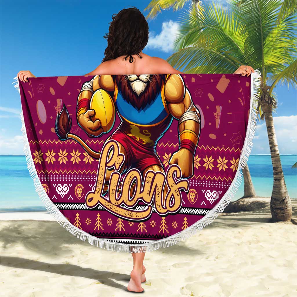 Lions Football Xmas Beach Blanket Australia AFL Mascot