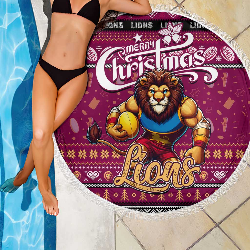 Lions Football Xmas Beach Blanket Australia AFL Mascot