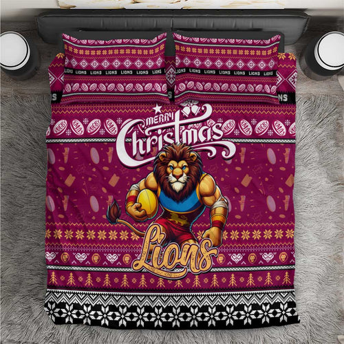 Lions Football Xmas Bedding Set Australia AFL Mascot