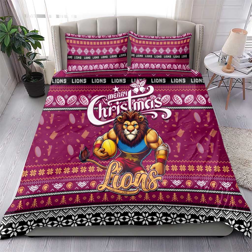 Lions Football Xmas Bedding Set Australia AFL Mascot