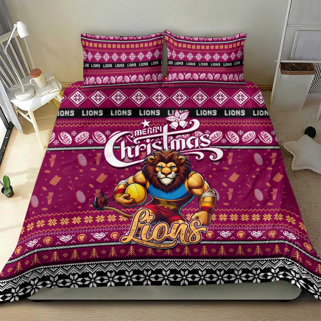 Lions Football Xmas Bedding Set Australia AFL Mascot