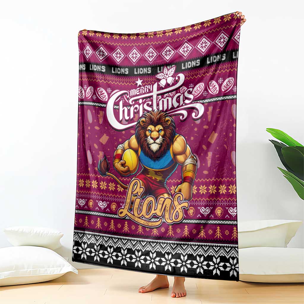 Lions Football Xmas Blanket Australia AFL Mascot