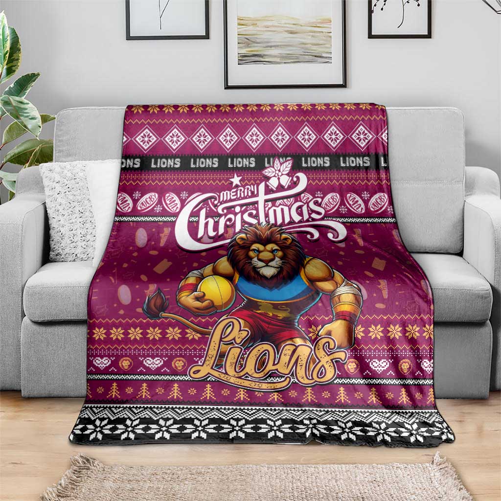 Lions Football Xmas Blanket Australia AFL Mascot