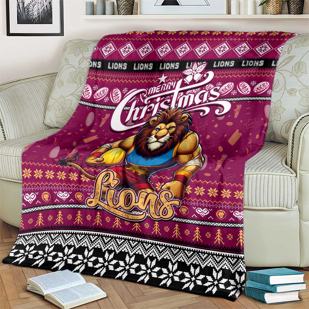 Lions Football Xmas Blanket Australia AFL Mascot