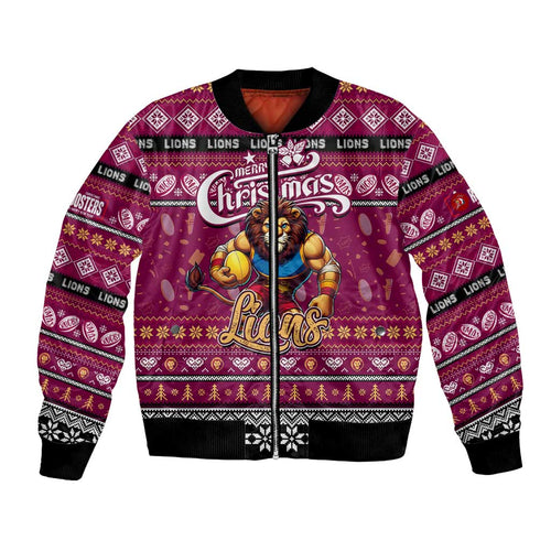 Personalized Lions Rugby Xmas Bomber Jacket Australia AFL Mascot