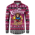 Personalized Lions Rugby Xmas Button Sweatshirt Australia AFL Mascot