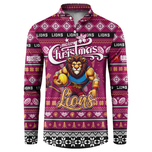 Personalized Lions Rugby Xmas Button Sweatshirt Australia AFL Mascot