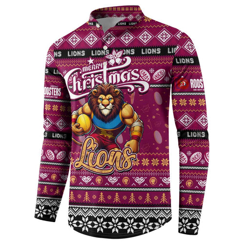 Personalized Lions Rugby Xmas Button Sweatshirt Australia AFL Mascot