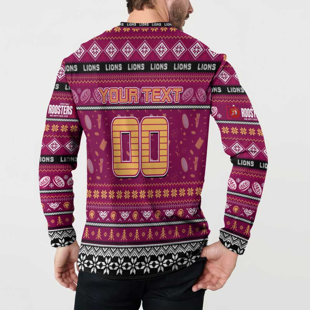 Personalized Lions Rugby Xmas Button Sweatshirt Australia AFL Mascot