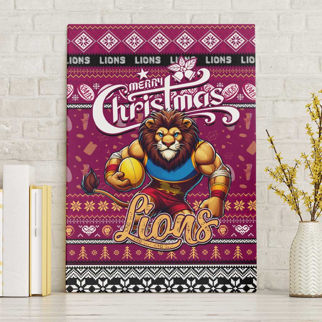 Lions Football Xmas Canvas Wall Art Australia AFL Mascot