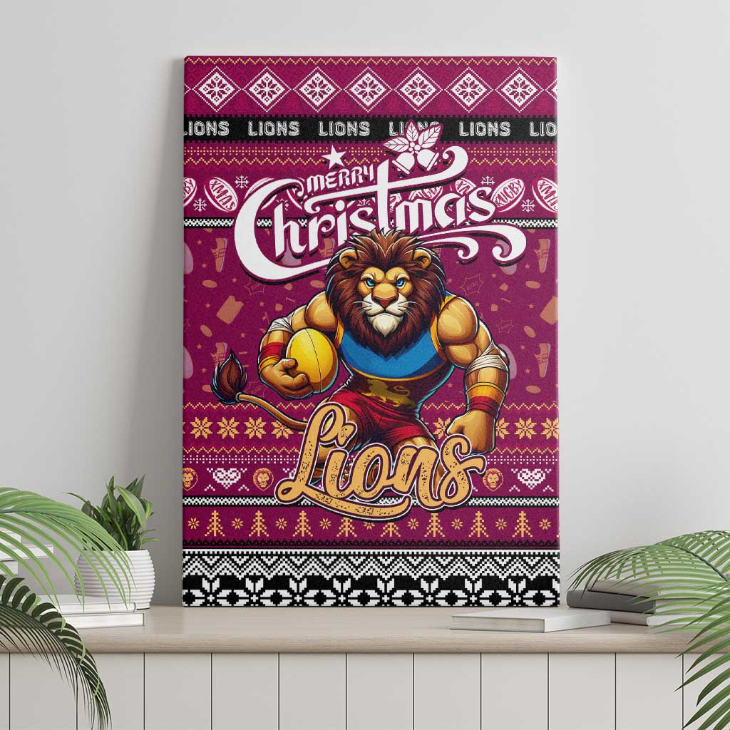 Lions Football Xmas Canvas Wall Art Australia AFL Mascot