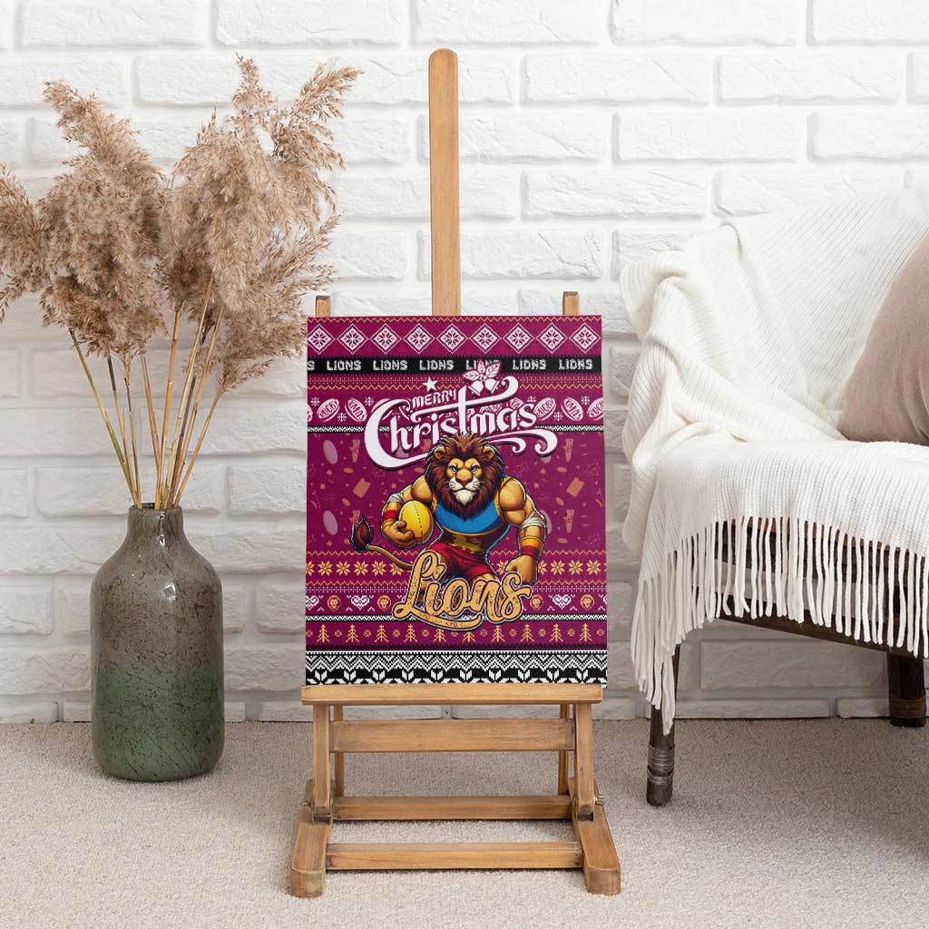 Lions Football Xmas Canvas Wall Art Australia AFL Mascot