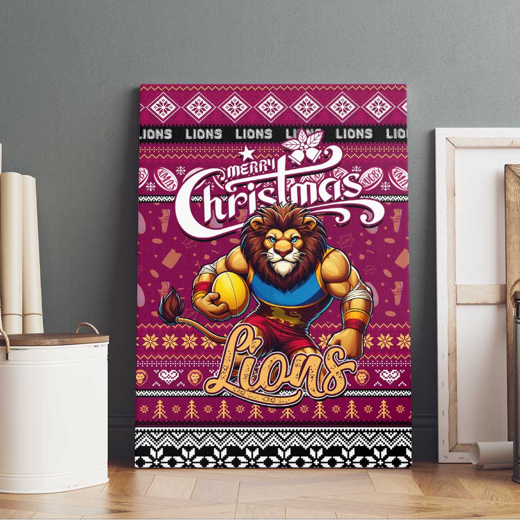 Lions Football Xmas Canvas Wall Art Australia AFL Mascot
