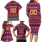 Personalized Lions Rugby Xmas Family Matching Long Sleeve Bodycon Dress and Hawaiian Shirt Australia AFL Mascot