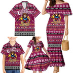 Personalized Lions Rugby Xmas Family Matching Mermaid Dress and Hawaiian Shirt Australia AFL Mascot