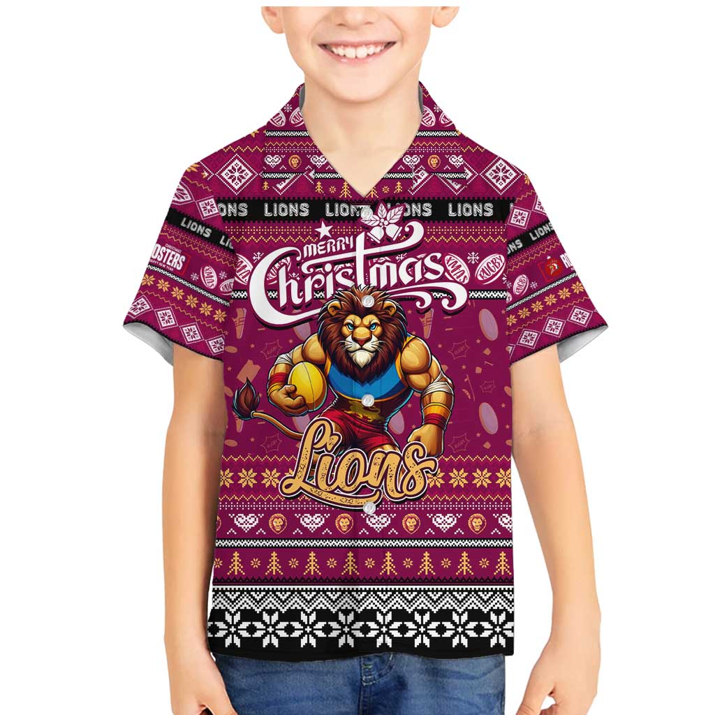 Personalized Lions Rugby Xmas Family Matching Mermaid Dress and Hawaiian Shirt Australia AFL Mascot