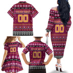 Personalized Lions Rugby Xmas Family Matching Off The Shoulder Long Sleeve Dress and Hawaiian Shirt Australia AFL Mascot