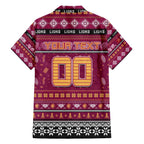 Personalized Lions Rugby Xmas Family Matching Off The Shoulder Long Sleeve Dress and Hawaiian Shirt Australia AFL Mascot