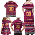 Personalized Lions Rugby Xmas Family Matching Off Shoulder Maxi Dress and Hawaiian Shirt Australia AFL Mascot