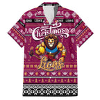 Personalized Lions Rugby Xmas Family Matching Off Shoulder Maxi Dress and Hawaiian Shirt Australia AFL Mascot