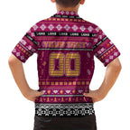 Personalized Lions Rugby Xmas Family Matching Off Shoulder Short Dress and Hawaiian Shirt Australia AFL Mascot