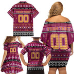 Personalized Lions Rugby Xmas Family Matching Off Shoulder Short Dress and Hawaiian Shirt Australia AFL Mascot