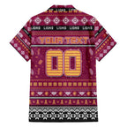 Personalized Lions Rugby Xmas Family Matching Off Shoulder Short Dress and Hawaiian Shirt Australia AFL Mascot