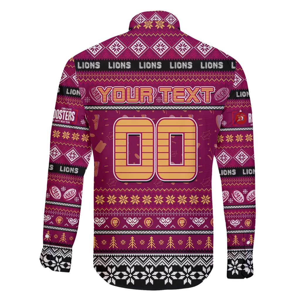 Personalized Lions Rugby Xmas Family Matching Puletasi and Hawaiian Shirt Australia AFL Mascot