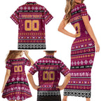 Personalized Lions Rugby Xmas Family Matching Short Sleeve Bodycon Dress and Hawaiian Shirt Australia AFL Mascot