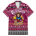 Personalized Lions Rugby Xmas Family Matching Short Sleeve Bodycon Dress and Hawaiian Shirt Australia AFL Mascot