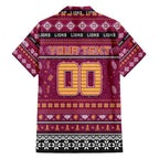 Personalized Lions Rugby Xmas Family Matching Short Sleeve Bodycon Dress and Hawaiian Shirt Australia AFL Mascot
