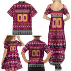 Personalized Lions Rugby Xmas Family Matching Summer Maxi Dress and Hawaiian Shirt Australia AFL Mascot