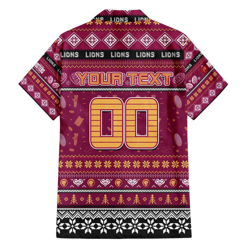 Personalized Lions Rugby Xmas Family Matching Summer Maxi Dress and Hawaiian Shirt Australia AFL Mascot