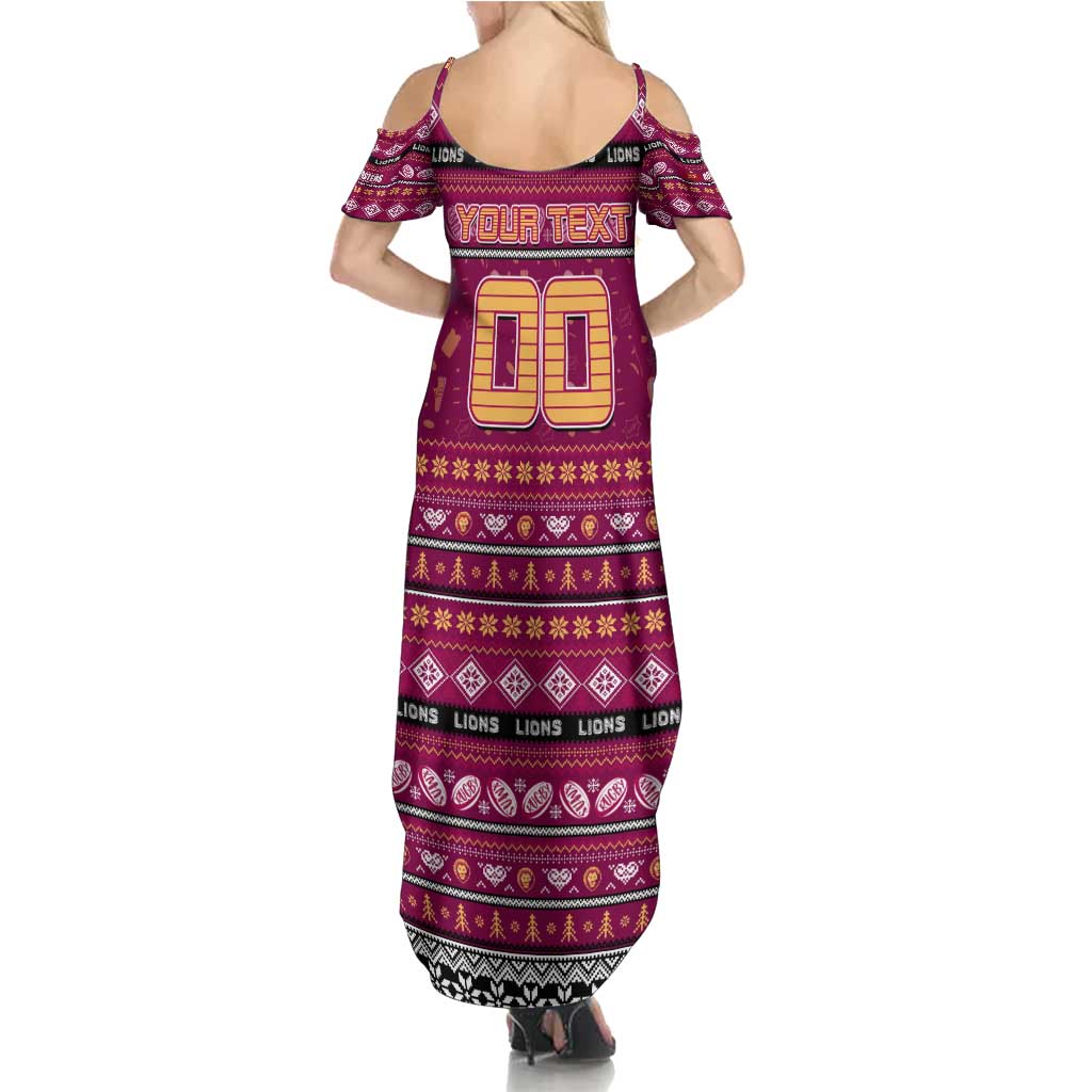 Personalized Lions Rugby Xmas Family Matching Summer Maxi Dress and Hawaiian Shirt Australia AFL Mascot