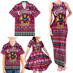 Personalized Lions Rugby Xmas Family Matching Tank Maxi Dress and Hawaiian Shirt Australia AFL Mascot