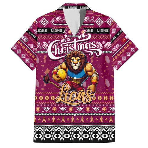 Personalized Lions Rugby Xmas Family Matching Tank Maxi Dress and Hawaiian Shirt Australia AFL Mascot