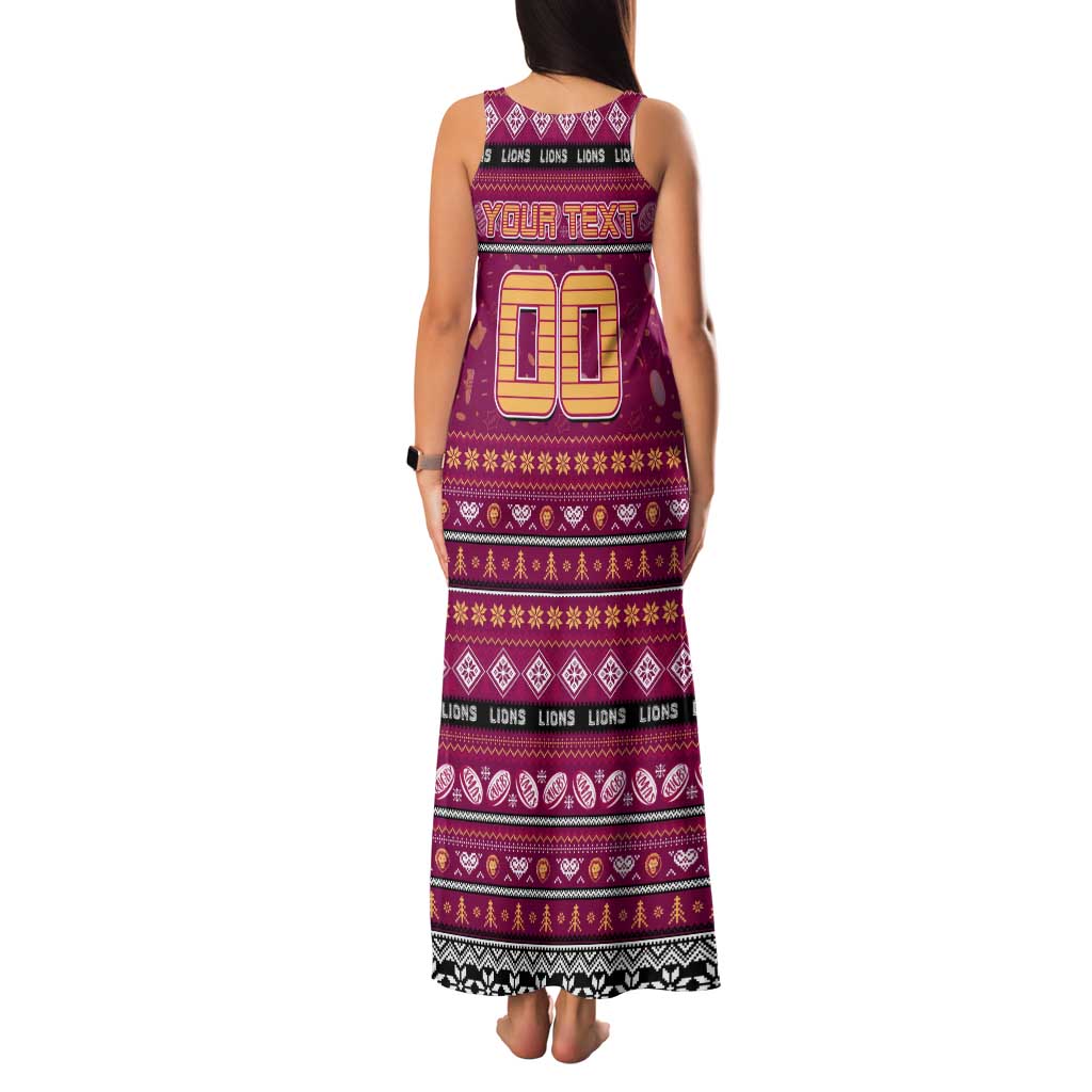 Personalized Lions Rugby Xmas Family Matching Tank Maxi Dress and Hawaiian Shirt Australia AFL Mascot