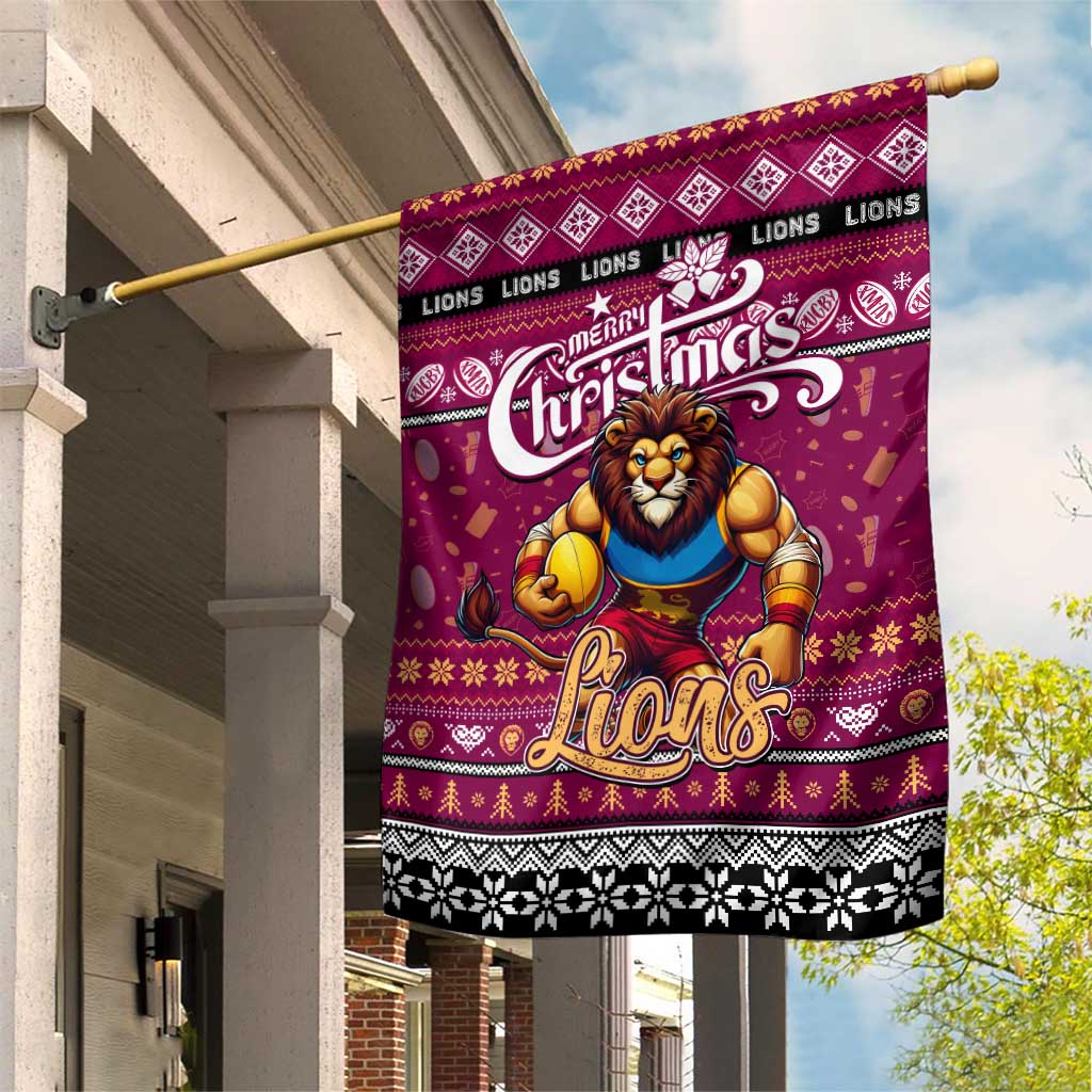Lions Football Xmas Garden Flag Australia AFL Mascot