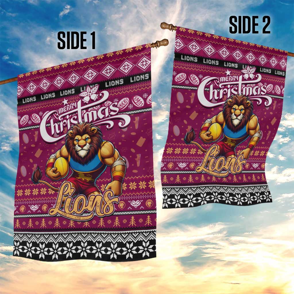 Lions Football Xmas Garden Flag Australia AFL Mascot